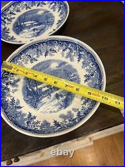 6 Spode Winter's Eve Blue Large 10 Individual Pasta Bowls Or Serving Etc EUC