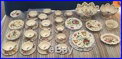 68 Piece Vintage Italian Set of Dishes -Floral Motif Blue, Pink, Green, Yellow