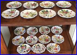 68 Piece Vintage Italian Set of Dishes -Floral Motif Blue, Pink, Green, Yellow