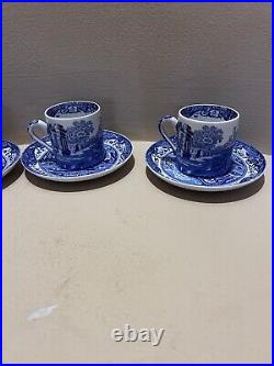 8 Piece SPODE BLUE Italian Demi Tasse Cups & Saucers Made In England