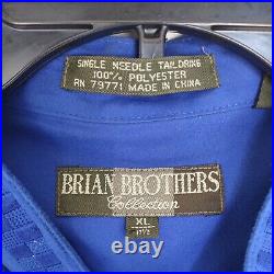 90s Vintage Brian Brothers Shirt pants set mens XL Blue Italian style 2 pcs