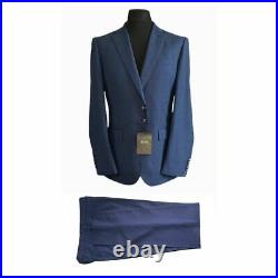 990 NWT Hugo Boss Blue Regular-fit Super 140s Italian Woven Two Piece Suit 50 L