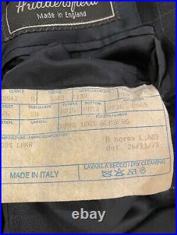 AL BAZAR SUIT 3 Piece Wool Size 50 Italian (US 40) Navy Check Pattern, Super 100s