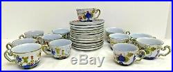 AMM Garfano Faenza Blue Carnation Italy Pottery Dishes 75 Pieces Excellent