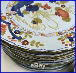 AMM Garfano Faenza Blue Carnation Italy Pottery Dishes 75 Pieces Excellent