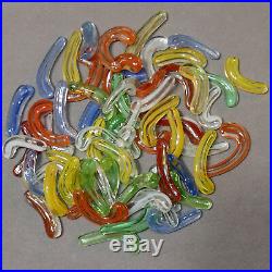 ART GLASS Bits & Pieces Swirls Appx 1 Yellow Orange Blue Assorted Lot of 59