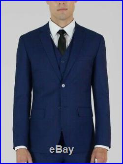 Alain Dupetit Birdseye Blue 3 Piece Suit ITALIAN MADE, AUTHENTIC QUALITY