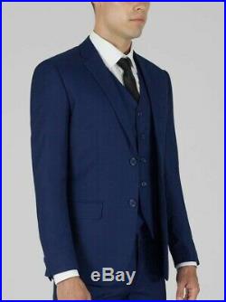 Alain Dupetit Birdseye Blue 3 Piece Suit ITALIAN MADE, AUTHENTIC QUALITY