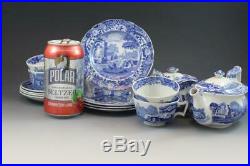 Antique Ceramic Copeland Spode Blue Italian 15 Piece Child's Miniature Tea Set