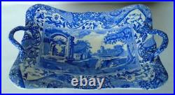 Antique Copeland Spode Italian Blue Footed 2 Handled Comport Dish Centre Piece