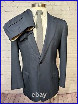 BRIONI Mens Navy Blue ITALIAN Pinstripe Pleated 2 Pc Suit 40R Jacket 31x29 Pant