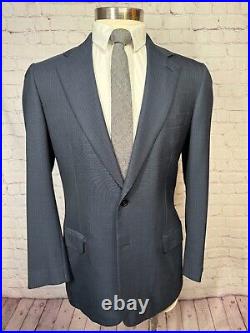 BRIONI Mens Navy Blue ITALIAN Pinstripe Pleated 2 Pc Suit 40R Jacket 31x29 Pant