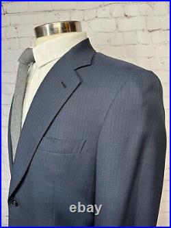 BRIONI Mens Navy Blue ITALIAN Pinstripe Pleated 2 Pc Suit 40R Jacket 31x29 Pant