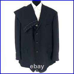 BRIONI Navy Blue Wool 2 Piece Herringbone Striped Suit size 62R US 52 Reg Italy