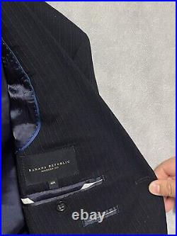 Banana Republic Men Suit 40R Blue Italian 98% Wool Office Pants 34X33.5 Luxury