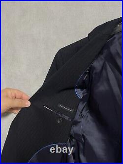 Banana Republic Men Suit 40R Blue Italian 98% Wool Office Pants 34X33.5 Luxury