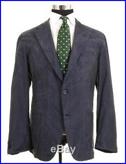 Barry Ross x CARUSO Blue Italian 100% SILK Patch Pocket Coat Jacket Blazer 46 R