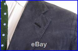 Barry Ross x CARUSO Blue Italian 100% SILK Patch Pocket Coat Jacket Blazer 46 R