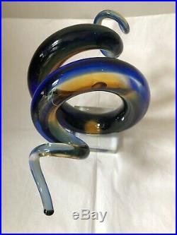 Beautiful Murano Glass Blue Multi Coloured Glass Swirled Design Statement Piece