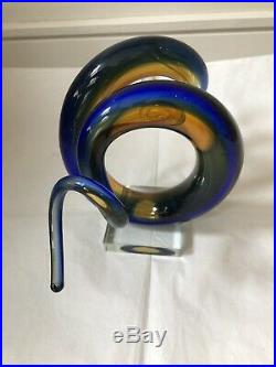 Beautiful Murano Glass Blue Multi Coloured Glass Swirled Design Statement Piece