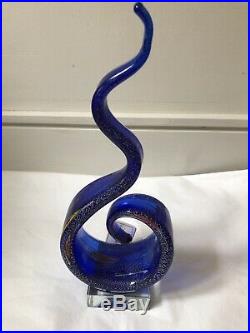 Beautiful Murano Glass Blue Multi Speckled Glass Swirled Design Statement Piece