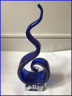 Beautiful Murano Glass Blue Multi Speckled Glass Swirled Design Statement Piece