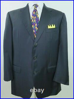 Belvest Mens Super 140's Wool Dark Blue Italian Blazer Jacket Sport Coat 44/46 R