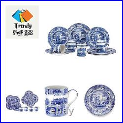 Blue Italian 12-Piece Dinnerware Set Service for 4 Dinner Plate, Salad Pl