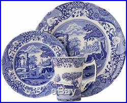 Blue Italian 12 Piece Traditional Style Dinnerware Set Dishwasher safe Genuine