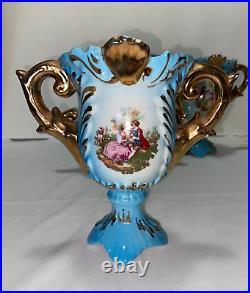 Blue Italian 3 piece set of Courting Couple Vases Used average condition