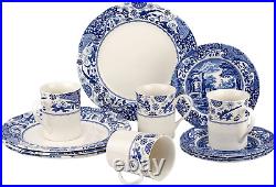 Blue Italian Brocato 12 Piece Dinnerware Set