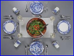 Blue Italian Brocato 12 Piece Dinnerware Set