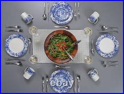 Blue Italian Brocato 12 Piece Dinnerware Set Service for 4 Dinner Plate