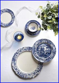 Blue Italian Brocato 12 Piece Dinnerware Set Service for 4 Dinner Plate
