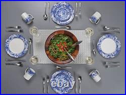 Blue Italian Brocato 12 Piece Dinnerware Set Service for 4 Dinner Plate S