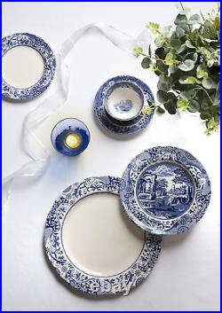 Blue Italian Brocato 12 Piece Dinnerware Set Service for 4 Dinner Plate, Sal