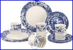 Blue Italian Brocato 12-Piece Dinnerware Set Service for 4 Microwave Safe