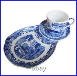 Blue Italian By Spode Tea & Toast Snack Plate & Mug Set C1816 (Never Used)