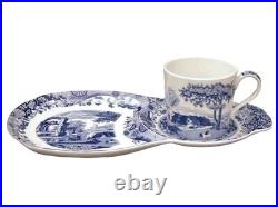 Blue Italian By Spode Tea & Toast Snack Plate & Mug Set C1816 (Never Used)