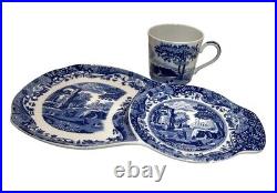 Blue Italian By Spode Tea & Toast Snack Plate & Mug Set C1816 (Never Used)