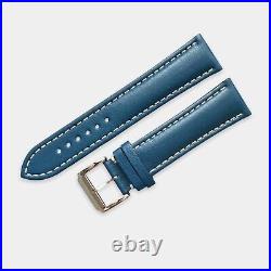 Blue Italian Calf Leather Watch Strap Band Handmade in Italy For Breitling