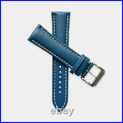 Blue Italian Calf Leather Watch Strap Band Handmade in Italy For Breitling