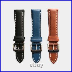 Blue Italian Calf Leather Watch Strap Band Handmade in Italy For Breitling