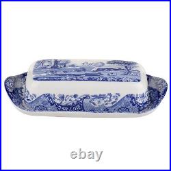 Blue Italian Collection Butter Dish Made of Porcelain Butter Dish with Li