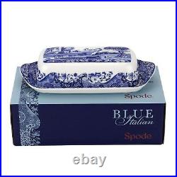 Blue Italian Collection Butter Dish Made of Porcelain Butter Dish with Li