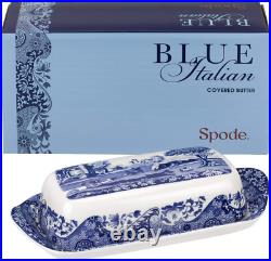 Blue Italian Collection Butter Dish Made of Porcelain Butter Dish with Lid