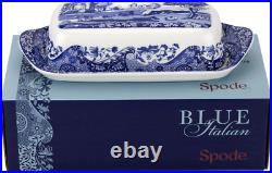 Blue Italian Collection Butter Dish Made of Porcelain Butter Dish with Lid