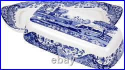 Blue Italian Collection Butter Dish Made of Porcelain Butter Dish with Lid