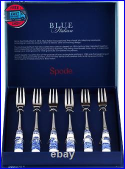 Blue Italian Collection Pastry Forks, Set of Six, Stainless Steel Fork, P