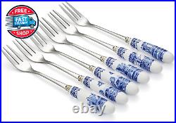 Blue Italian Collection Pastry Forks, Set of Six, Stainless Steel Fork, P